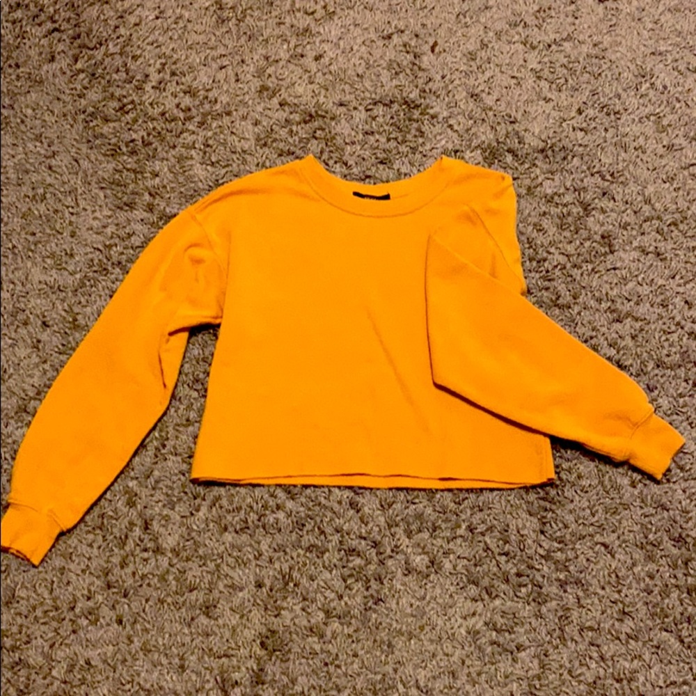 Mustard Yellow Forever 21 Cropped Sweatshirt